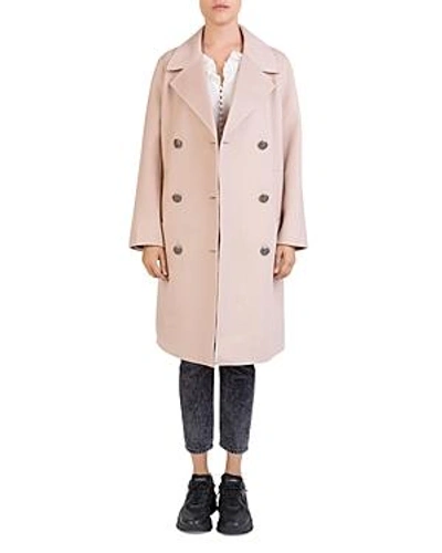 Shop The Kooples Double-breasted Wool Coat In Powder