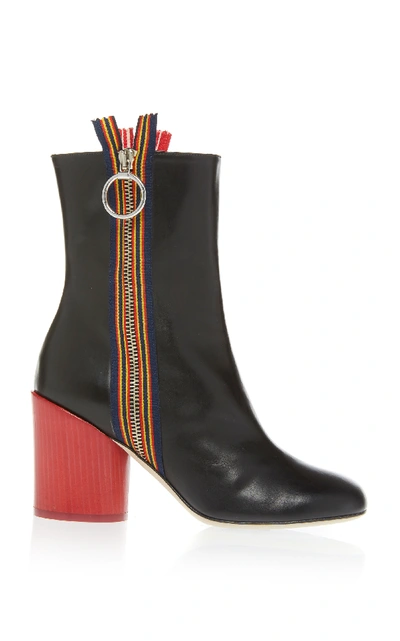 Shop Marco De Vincenzo Striped High Heel Bootie In Black