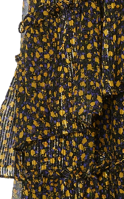 Shop Ulla Johnson Maria Floral Silk-chiffon Midi Skirt In Black