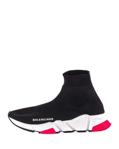 Shop Balenciaga Speed High-top Stretch Sock Sneakers In Black/pink