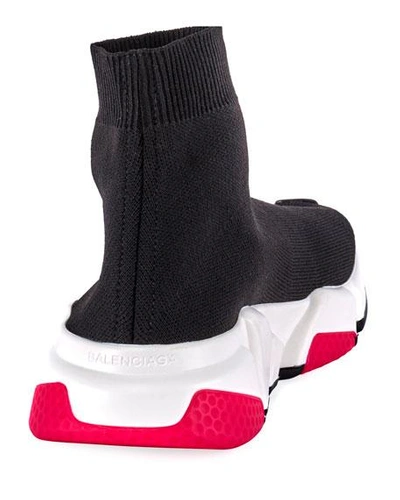Shop Balenciaga Speed High-top Stretch Sock Sneakers In Black/pink