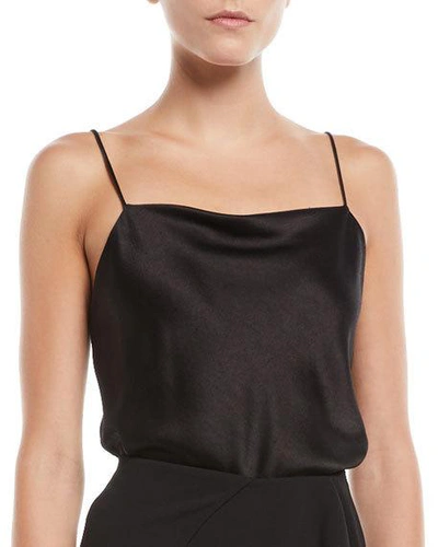 Alice And Olivia Harmon Womens Satin Drapey Blouse In Black