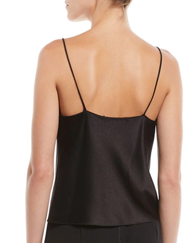 Alice And Olivia Harmon Womens Satin Drapey Blouse In Black