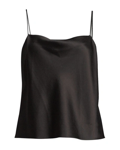 Alice And Olivia Harmon Womens Satin Drapey Blouse In Black