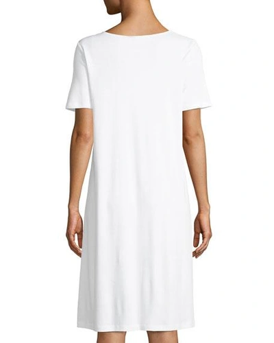 Shop Hanro Short-sleeve Lace-trim Nightdress In White