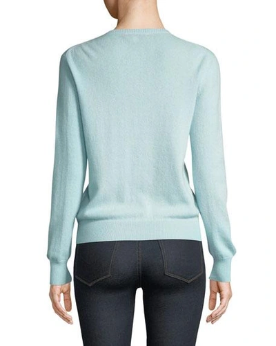 Shop Lingua Franca Original Gangsta Embroidered Cashmere Sweater In Light Blue