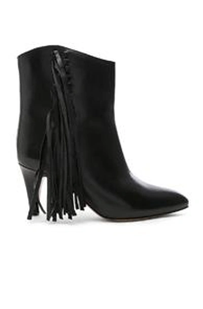 Shop Isabel Marant Leather Dringe Boots In Black.