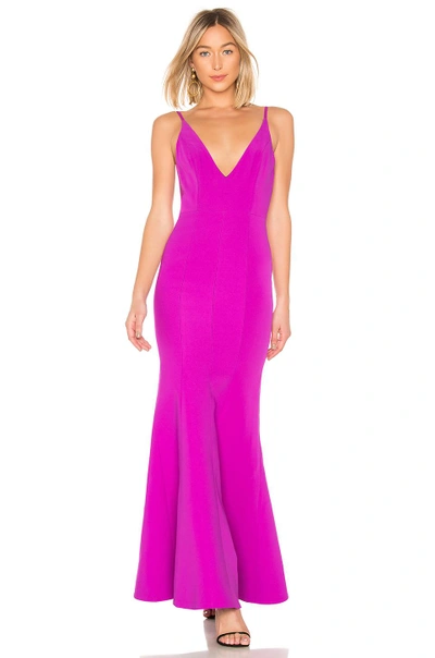 Shop Aijek Camille Bonded Scoop Back Gown In Purple