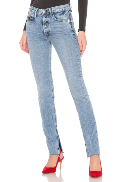 Shop Grlfrnd Addison High-rise Split Boot Jean In Touch The Floor