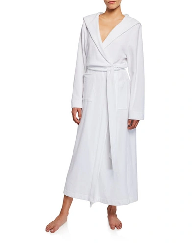 Shop Hanro Hooded Plush Long Robe In White