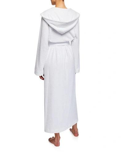 Shop Hanro Hooded Plush Long Robe In White