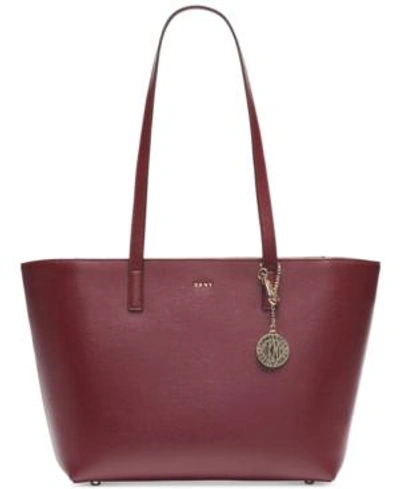Shop Dkny Sutton Leather Bryant Medium Tote, Created For Macy's In Blood Red