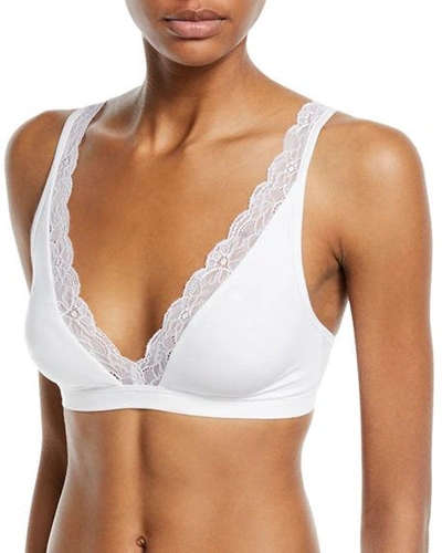 Shop Hanro Cotton Lace Wire-free Soft Cup Bra In White