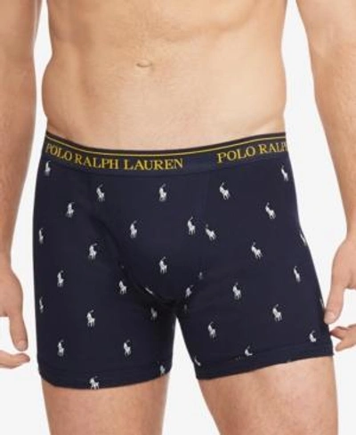 Shop Polo Ralph Lauren Men's Classic-fit Knit Cotton Boxer Briefs, 3+1 Bonus Pack In Royal Assorted