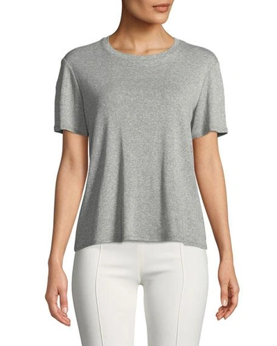 Shop The Row Wesler Crewneck Short-sleeve Heathered Cotton Top In Gray