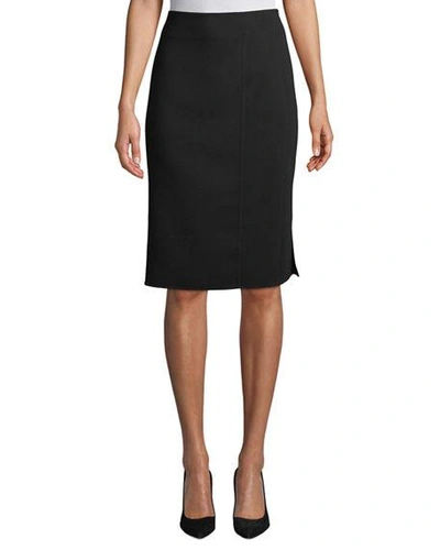 Shop Akris Wool-blend Knee-length Pencil Skirt In Black