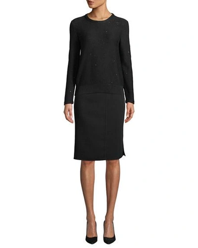 Shop Akris Wool-blend Knee-length Pencil Skirt In Black