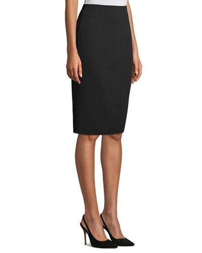 Shop Akris Wool-blend Knee-length Pencil Skirt In Black