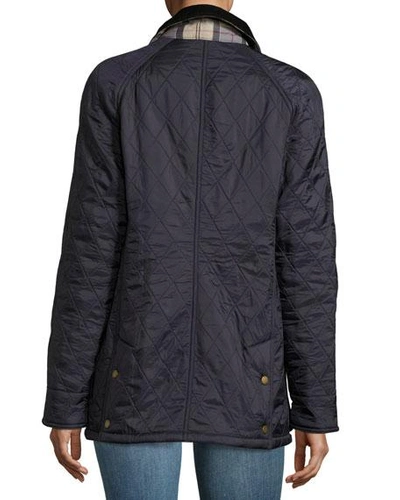 Shop Barbour Beadnell Jacket In Diamond Polarquilt In Navy