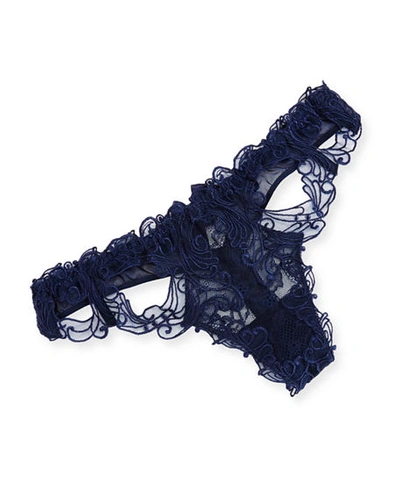 Shop Lise Charmel Soir De Venise Cutout Lace String Thong In Blue Venise