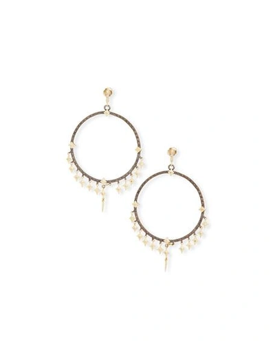 Shop Armenta Old World Diamond Crivelli Hoop Earrings With Dagger Charms In Gold