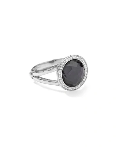 Shop Ippolita Mini Ring In Sterling Silver With Diamonds In Hematite/diam