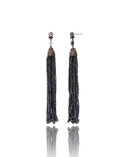 Shop M.c.l By Matthew Campbell Laurenza White Topaz & Spinel Tassel Drop Earrings In Black/white