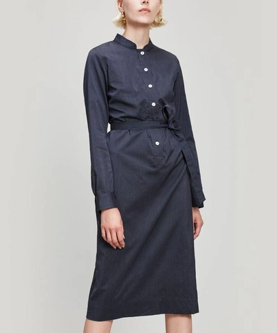 Shop Apc Anne Cotton Dress In Faux Noir