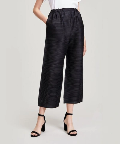Shop Issey Miyake Bounce Crop Wide Trousers In Black