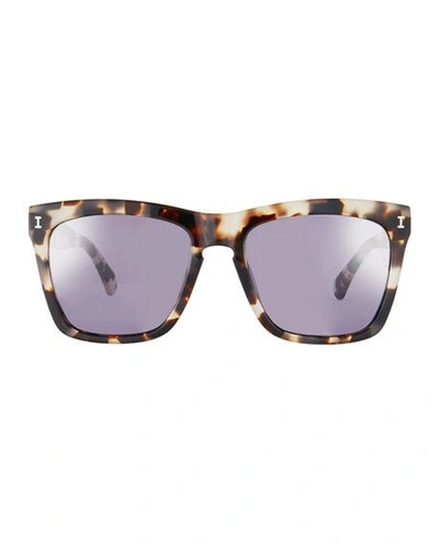 Shop Illesteva Square Monochromatic Sunglasses In White Tort