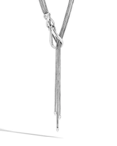 Shop John Hardy Classic Chain Triple-strand Lariat Necklace In Silver