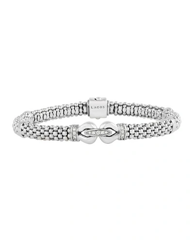 Shop Lagos 6mm Sterling Silver Diamond Derby Bracelet, 7"