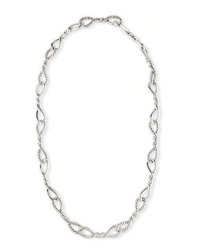 Shop David Yurman Continuance Silver Diamond & Link Necklace, 17" In White/silver