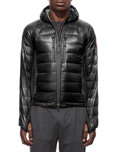 Shop Canada Goose Men's Hybridge Lite Hooded Jacket In Black/gray