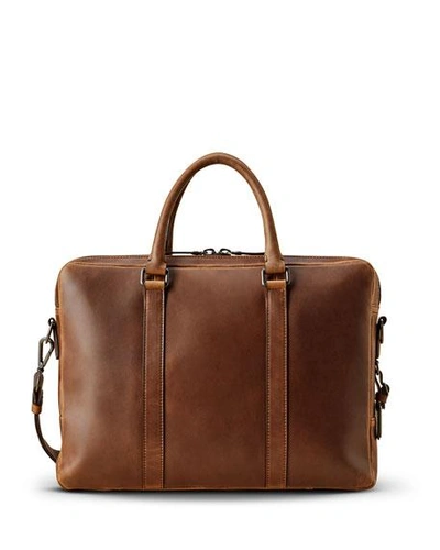 Shop Shinola Men's Navigator Leather Laptop Briefcase In Medium Brown