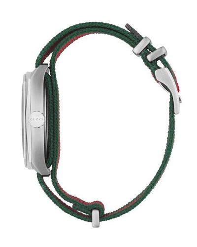 Shop Gucci Men's Gg2570 41mm Stainless Steel-nylon Watch In Green/red