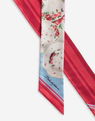 Shop Dolce & Gabbana Printed Silk Headband In Multi-colored