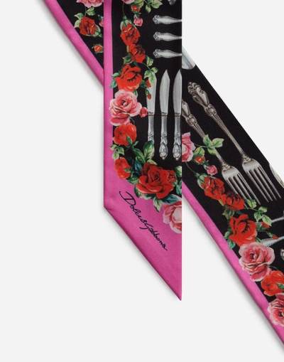 Shop Dolce & Gabbana Printed Silk Headband In Multi-colored