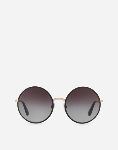 Shop Dolce & Gabbana Vintage-style Metal Sunglasses In Matte Black