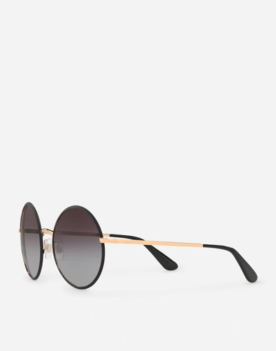 Shop Dolce & Gabbana Vintage-style Metal Sunglasses In Matte Black