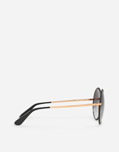 Shop Dolce & Gabbana Vintage-style Metal Sunglasses In Matte Black