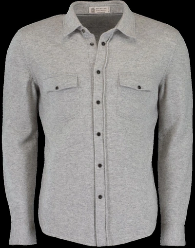 Shop Brunello Cucinelli Western Cardigan Shirt In Grey