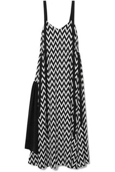 Shop Loewe Paneled Printed Jersey Maxi Dress In Black