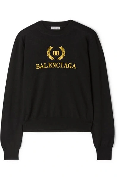 Shop Balenciaga Embroidered Wool Sweater