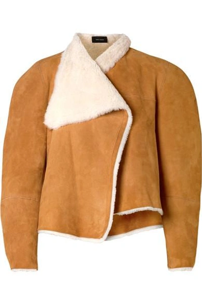 Shop Isabel Marant Acacia Reversible Shearling And Suede Jacket In Camel