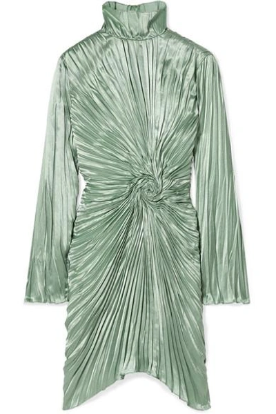 Shop Sies Marjan Ida Pleated Satin Mini Dress In Mint