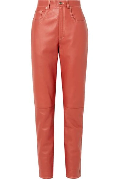 Shop Gucci Leather Straight-leg Pants