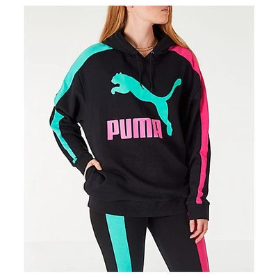 Shop Puma Women's Classics T7 Logo Hoodie, Black