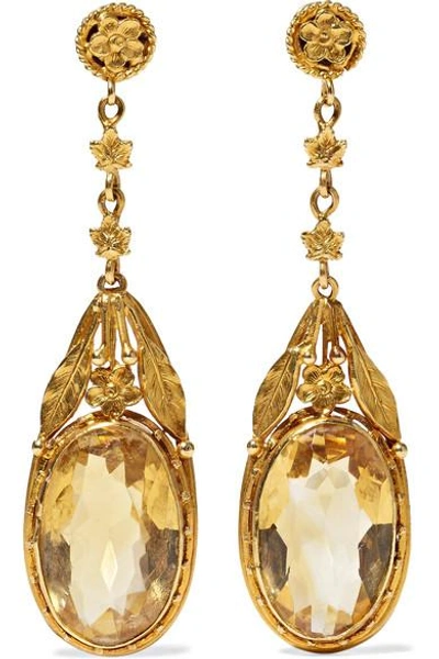 Shop Fred Leighton 1880s 18-karat Gold Citrine Earrings
