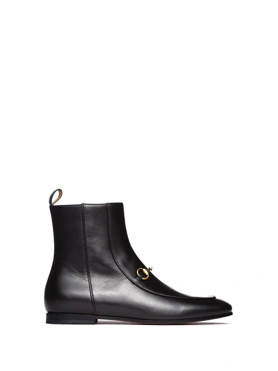 Shop Gucci Jordaan Black Leather Ankle Boots In Nero